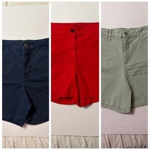 Women's Classic Shorts - Navy, & Olive are Gloria Vanderbilt, and Red is Nautica